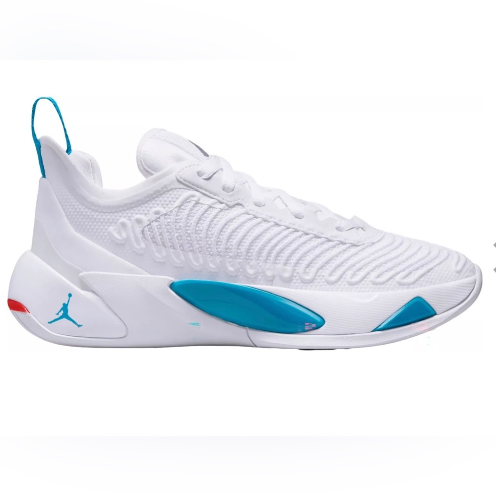 Jordan Luka  White/Blue/Neon Turquoise" Grade School Kids' Basketball Shoe 5.5Y
